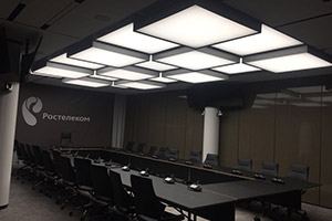 Световые подвесные панели из ткани Clipso в офисе Ростелекома, Москва